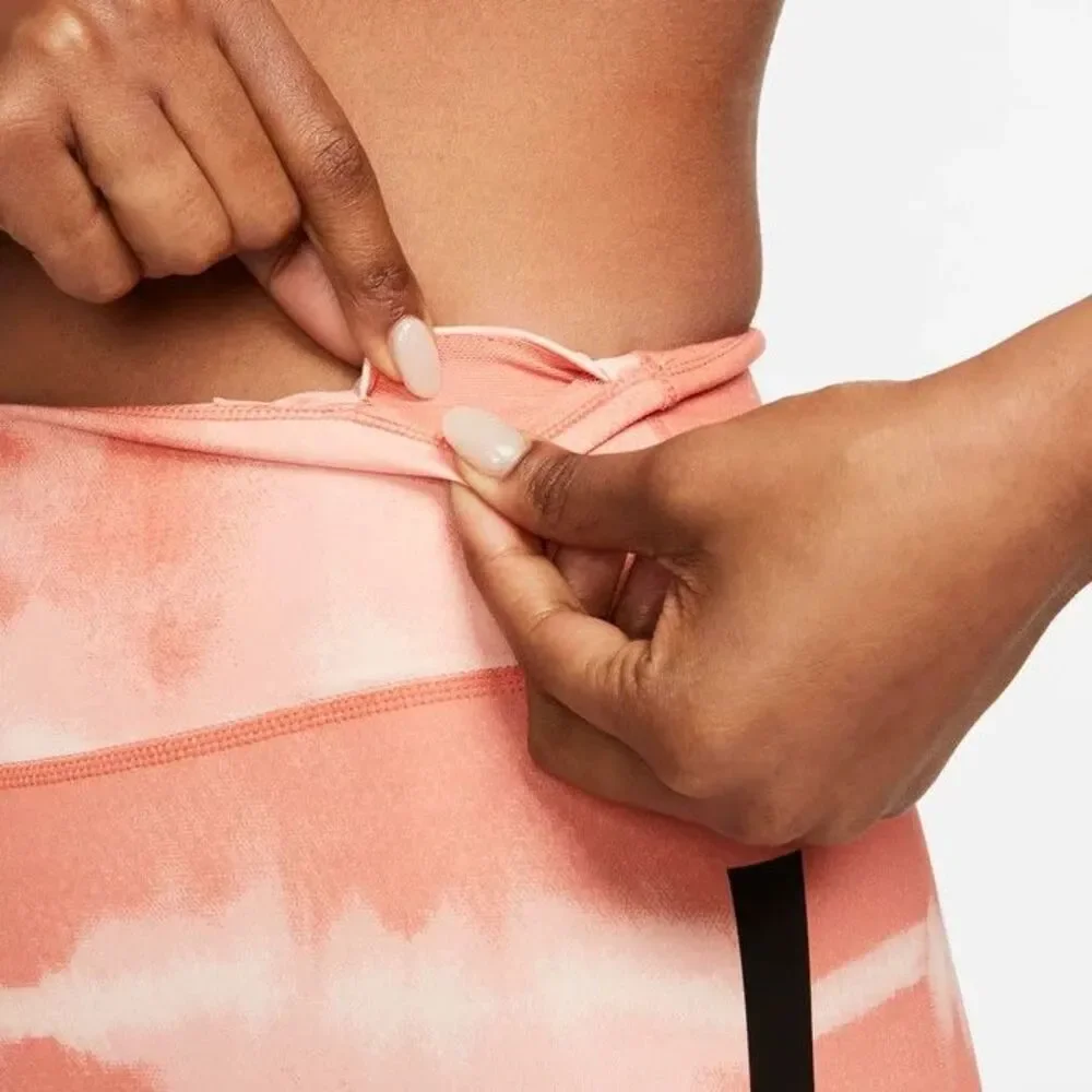 Nike Leggings LARGE One Luxe Women's Mid-Rise Printed Training Leggings Orange